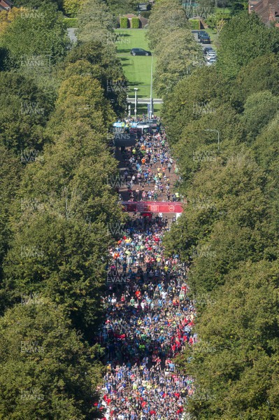 061019 - Run4Wales - Cardiff University Cardiff Half Marathon 2019 - Runners pouring into King Edward VII Avenue at the finish line