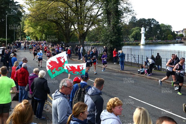 061019 - Cardiff University Cardiff Half Marathon - Runners pass Roath Park Lake