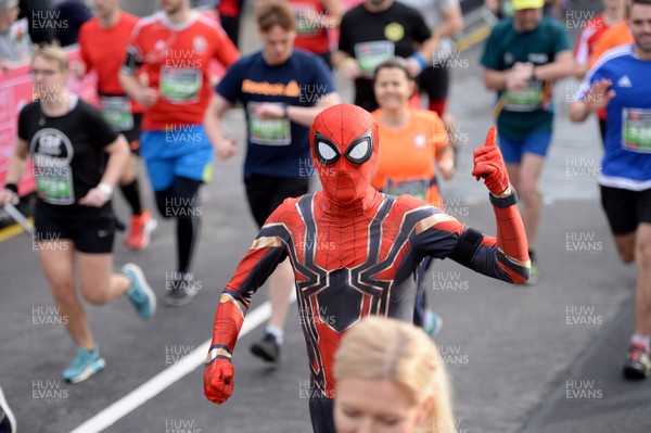 071018 - Cardiff University Cardiff Half Marathon - Runner in a Spider-Man costume
