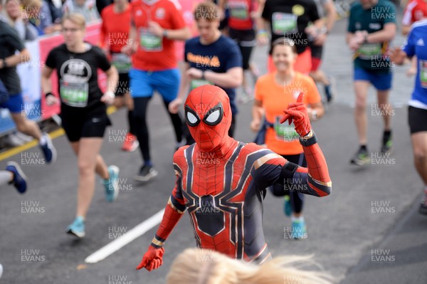 071018 - Cardiff University Cardiff Half Marathon - Runner in a Spider-Man costume