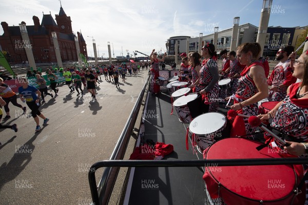 071018 - Cardiff University Cardiff Half Marathon - Great support from the band as runners make their way through Roald Dahl Plas and past the Wales Millennium Centre