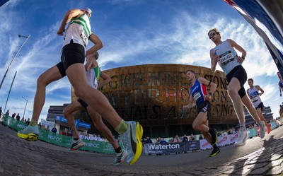 041026 Cardiff Half Marathon - Participants make their way through Cardiff Bay during the 2026 Cardiff Half Marathon