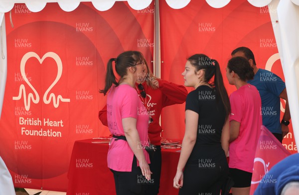 270322 - Cardiff University Cardiff Half Marathon - The British Heart Foundation stall in the runners village ahead of the start of the race