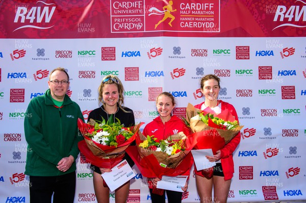 270322 - Cardiff University Cardiff Half Marathon - Third place in the women's race Elle Twentyman, winner Natasha Cockram and second place Bronwen Owen