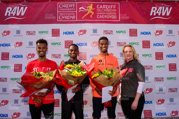 270322 - Cardiff University Cardiff Half Marathon - Third place in the men's race Zakariya Mahamed, winner Kadar Omar and second place Mahamed Mahamed