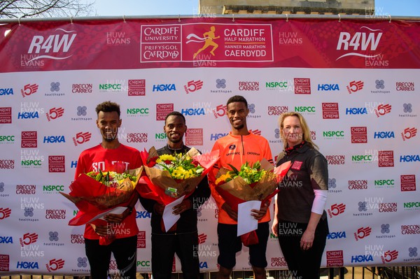 270322 - Cardiff University Cardiff Half Marathon - Third place in the men's race Zakariya Mahamed, winner Kadar Omar and second place Mahamed Mahamed