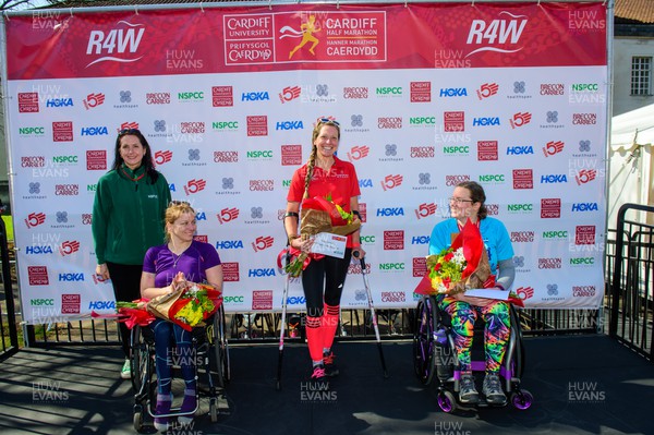 270322 - Cardiff University Cardiff Half Marathon - Second place in the women's wheelchair race Martyna Snopek, winner Mel Nicholls and third place Elle Page
