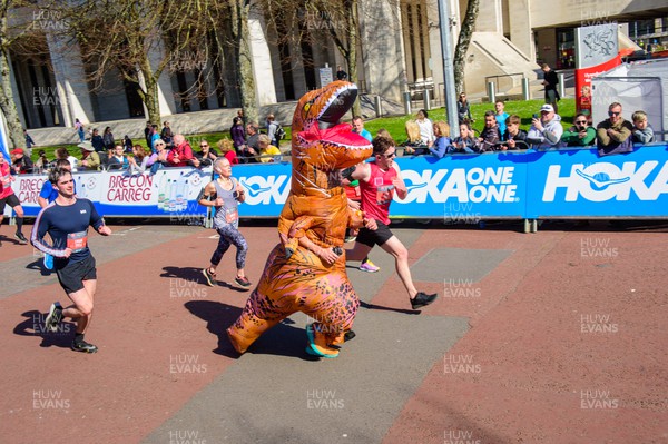 270322 - Cardiff University Cardiff Half Marathon - Runner dressed as dinosaur