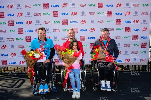 270322 - Cardiff University Cardiff Half Marathon - Second place in the men's wheelchair race Tiaan Bosch, winner Sam Kopek and third place Matthew Clarke