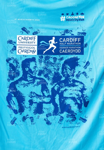 210322 Cardiff University Cardiff Half Marathon Event and Race T Shirt Reveal - A close up of the artwork on the  race T shirt for the Cardiff University Cardiff Half Marathon