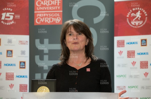 061018 - Cardiff University Cardiff Half Marathon Press Conference, Cardiff University - Vice Chancellor of Cardiff University Prof Karen Holford addresses media and athletes at the press conference and athletes welcome