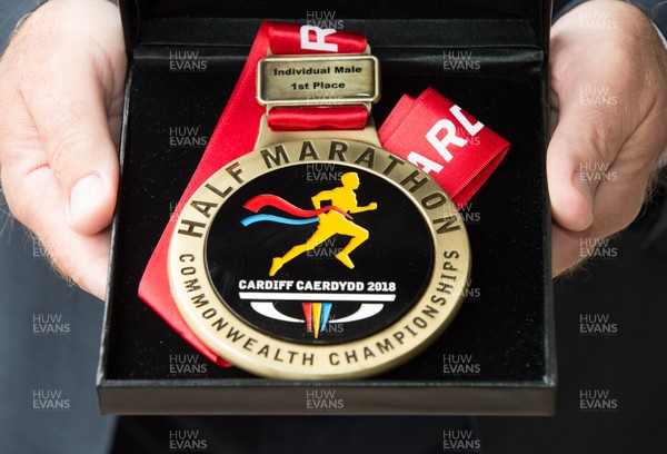 061018 - Cardiff University Cardiff Half Marathon Press Conference, Cardiff University - The front of The Commonwealth Half Marathon Championships winners medal