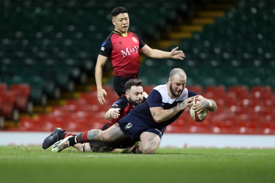 220324 - Cardiff Lions v Wrecsam Rhinos - International Gay Rugby Fixture - Rhinos score a try