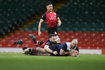 220324 - Cardiff Lions v Wrecsam Rhinos - International Gay Rugby Fixture - Rhinos score a try