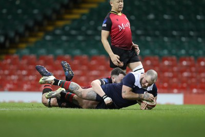 220324 - Cardiff Lions v Wrecsam Rhinos - International Gay Rugby Fixture - Rhinos score a try