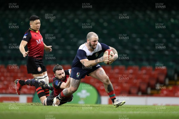 220324 - Cardiff Lions v Wrecsam Rhinos - International Gay Rugby Fixture - Rhinos score a try