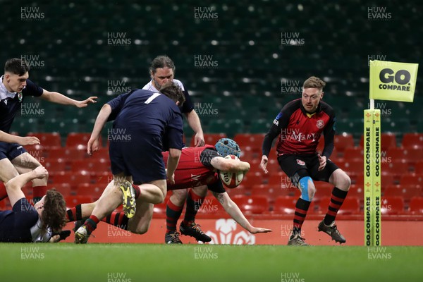 220324 - Cardiff Lions v Wrecsam Rhinos - International Gay Rugby Fixture - Lions score a try