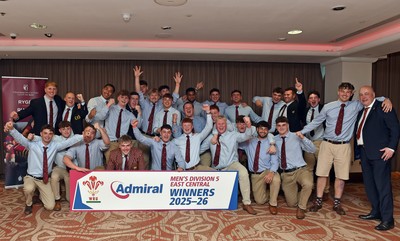 090526 - Cardiff Met Athletic - Admiral National League 5 East Central Trophy Presentation - Players celebrate winning the league