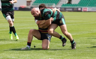 100525 - Cardiff Met Athletic v St Peters Athletic, Mens Division 5 Cup Final - Bron Koziel of St Peters Athletic powers over to score try