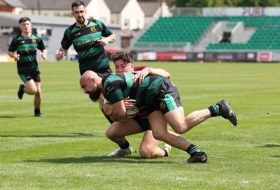 100525 - Cardiff Met Athletic v St Peters Athletic, Mens Division 5 Cup Final - Bron Koziel of St Peters Athletic powers over to score try