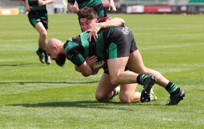 100525 - Cardiff Met Athletic v St Peters Athletic, Mens Division 5 Cup Final - Bron Koziel of St Peters Athletic powers over to score try