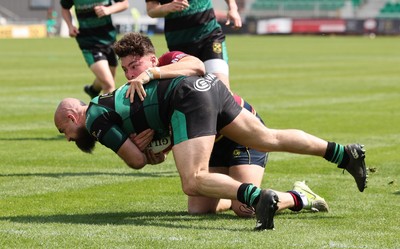 100525 - Cardiff Met Athletic v St Peters Athletic, Mens Division 5 Cup Final - Bron Koziel of St Peters Athletic powers over to score try