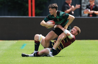 100525 - Cardiff Met Athletic v St Peters Athletic, Mens Division 5 Cup Final - Callum Bailey of St Peters Athletic is tackled by Oliver Keyse of Cardiff Met Athletic