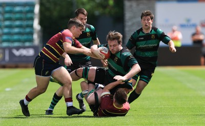 100525 - Cardiff Met Athletic v St Peters Athletic, Mens Division 5 Cup Final - Tom Bainbridge of St Peters Athletic is tackled