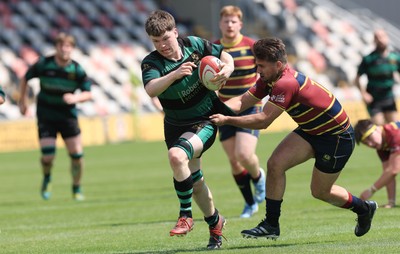 100525 - Cardiff Met Athletic v St Peters Athletic, Mens Division 5 Cup Final - Dylan Gittins of St Peters Athletic charges for the line