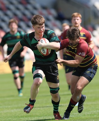 100525 - Cardiff Met Athletic v St Peters Athletic, Mens Division 5 Cup Final - Dylan Gittins of St Peters Athletic charges for the line
