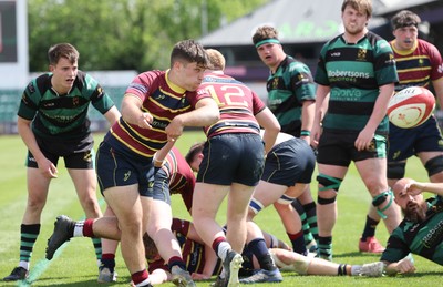 100525 - Cardiff Met Athletic v St Peters Athletic, Mens Division 5 Cup Final - Adam Baber of Cardiff Met Athletic feeds the ball out
