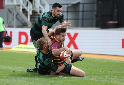 100525 - Cardiff Met Athletic v St Peters Athletic, Mens Division 5 Cup Final - Jason Trevino of Cardiff Met Athletic powers over to score try