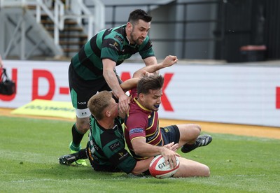 100525 - Cardiff Met Athletic v St Peters Athletic, Mens Division 5 Cup Final - Jason Trevino of Cardiff Met Athletic powers over to score try