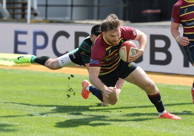 100525 - Cardiff Met Athletic v St Peters Athletic, Mens Division 5 Cup Final - Archie Hossack of Cardiff Met Athletic powers over to score try