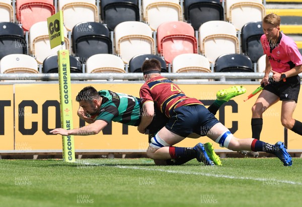 100525 - Cardiff Met Athletic v St Peters Athletic, Mens Division 5 Cup Final - Gwyn Davies of St Peters Athletic dives in to score the first try