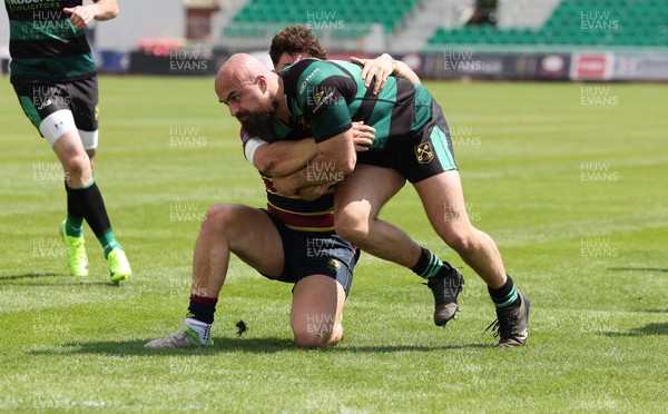 100525 - Cardiff Met Athletic v St Peters Athletic, Mens Division 5 Cup Final - Bron Koziel of St Peters Athletic powers over to score try