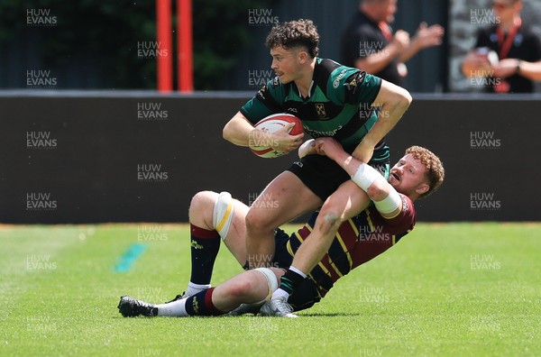 100525 - Cardiff Met Athletic v St Peters Athletic, Mens Division 5 Cup Final - Callum Bailey of St Peters Athletic is tackled by Oliver Keyse of Cardiff Met Athletic