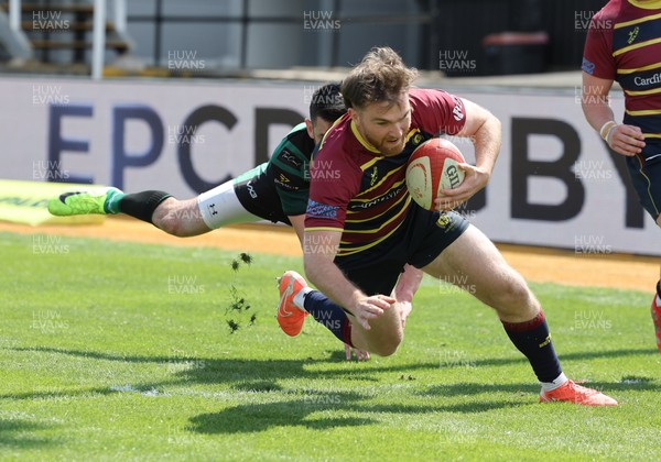 100525 - Cardiff Met Athletic v St Peters Athletic, Mens Division 5 Cup Final - Archie Hossack of Cardiff Met Athletic powers over to score try