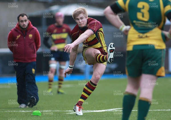 211213 Cardiff Metropolitan RFC v Bridgend Athletic RFC - Swalec Championhip -Mark cooke of Cardiff Met kicks a goal