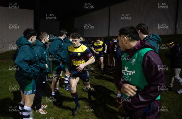 160222 - Picture shows Cardiff Met University RFC, the programme which is producing international rugby players - Cardiff Met players are welcomed by friends and team mates as they enter the field