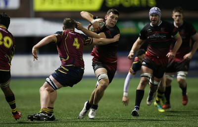 121218 - Cardiff Met v Cardiff University, BUCS Super League - Gareth Ansell of Cardiff University charges forward