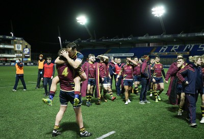 121218 - Cardiff Met v Cardiff University, BUCS Super League - Cardiff Met players celebrate after beating Cardiff University