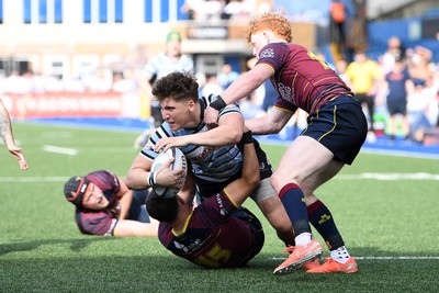 230526 - Cardiff Met v Glamorgan Wanderers - Mallet Cup Final - Cai Harries of Glamorgan Wanderers dives over but can’t get the ball over the try line