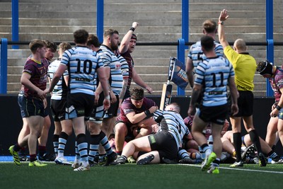230526 - Cardiff Met v Glamorgan Wanderers - Mallet Cup Final - Cardiff met power over to score a try