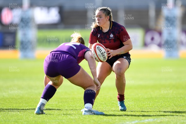 160425 - Cardiff Met Women v Loughborough University Women - Women’s BUCS Super Rugby Milk Championship Final - Freya Bell of Cardiff Met Women is challenged by Carmela Morrall of Loughborough Women