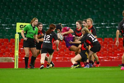 061225 - Cardiff Quins v Gwylliad Meirionnydd - WRU Girls U18 Hub Final - Cardiff Quins (Pink) take on Gwylliad Meirionnydd