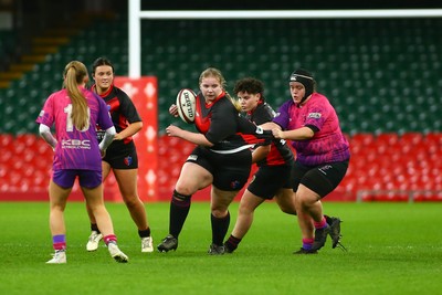 061225 - Cardiff Quins v Gwylliad Meirionnydd - WRU Girls U18 Hub Final - Cardiff Quins (Pink) take on Gwylliad Meirionnydd