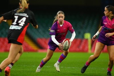 061225 - Cardiff Quins v Gwylliad Meirionnydd - WRU Girls U18 Hub Final - Cardiff Quins (Pink) take on Gwylliad Meirionnydd