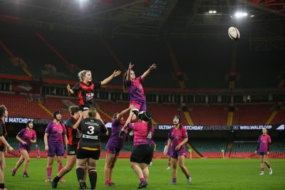061225 - Cardiff Quins v Gwylliad Meirionnydd - WRU Girls U18 Hub Final - Cardiff Quins (Pink) take on Gwylliad Meirionnydd