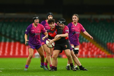 061225 - Cardiff Quins v Gwylliad Meirionnydd - WRU Girls U18 Hub Final - Cardiff Quins (Pink) take on Gwylliad Meirionnydd